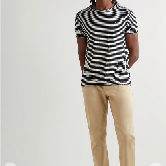 SAINT LAURENT STRIPE LINEN COTTON T-SHIRT - Picture 4 of 10